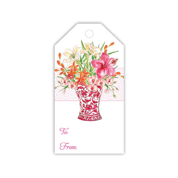 Floral Pink Vase Gift Tag