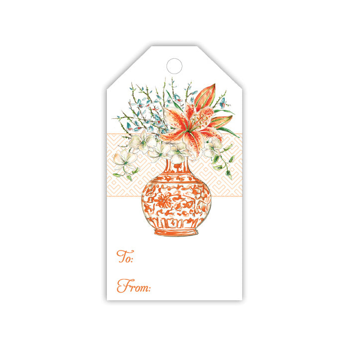 Floral Tangerine Vase Gift Tag