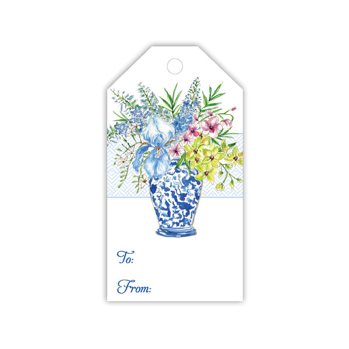 Floral Blue Vase Gift Tag