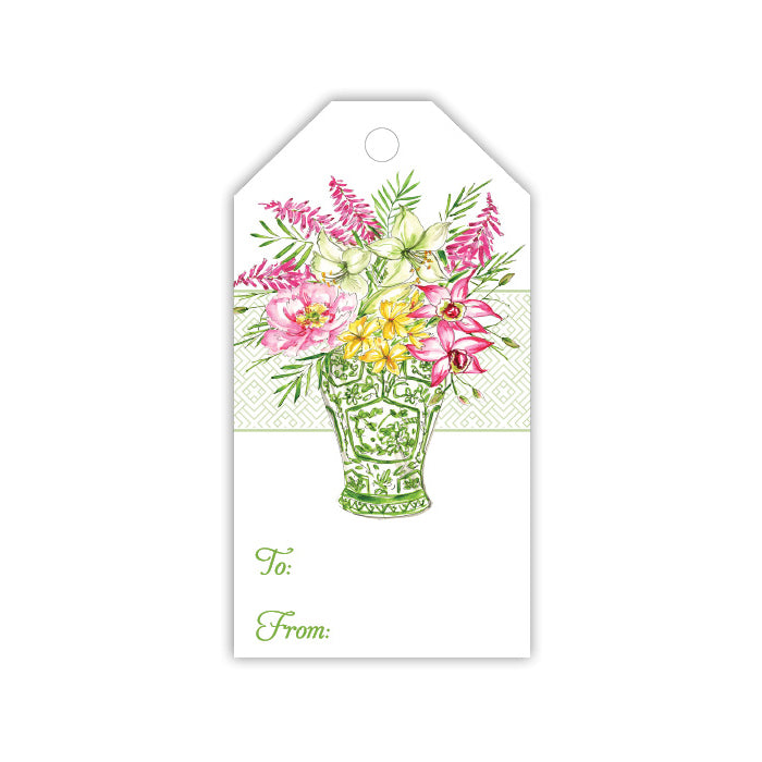 Floral Green Vase Gift Tag