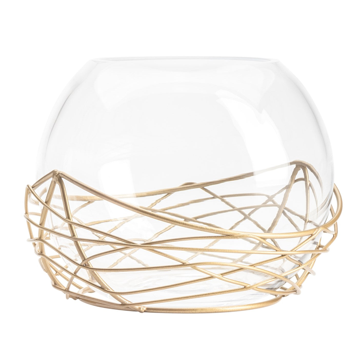 7" Wire Nest Glass Ball Vase