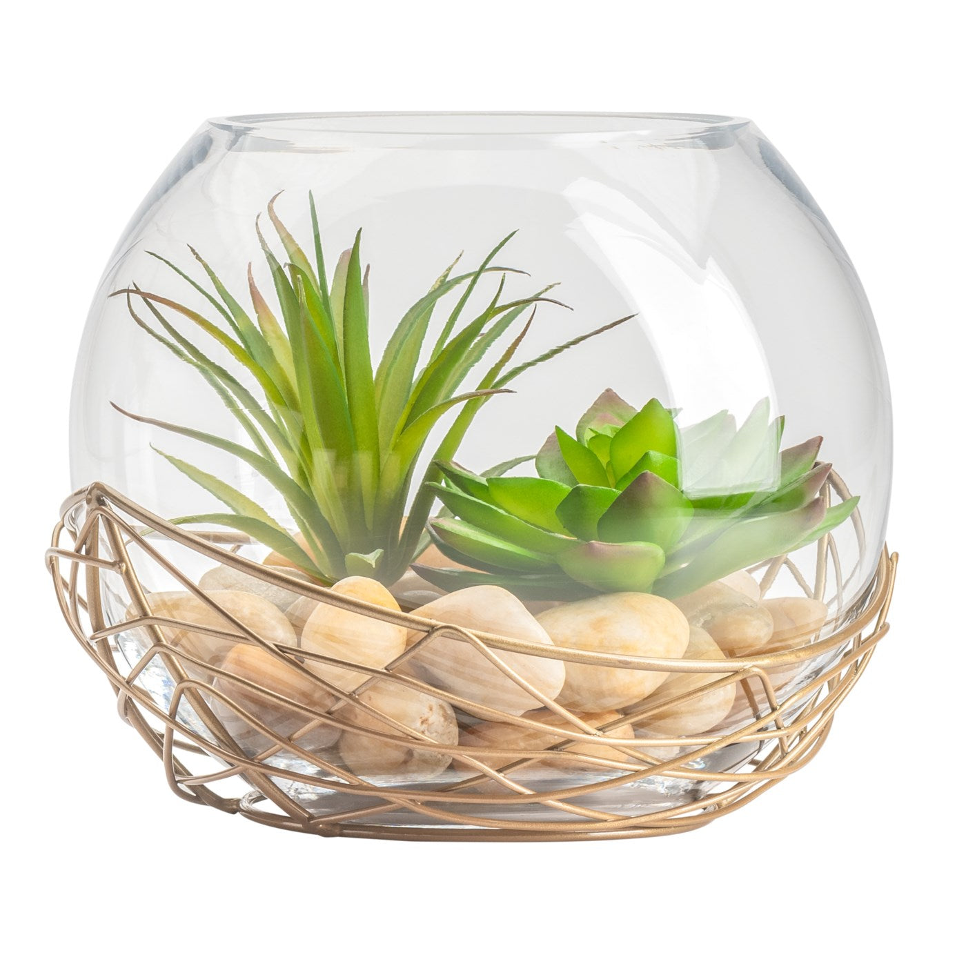 8" Wire Nest Glass Ball Vase