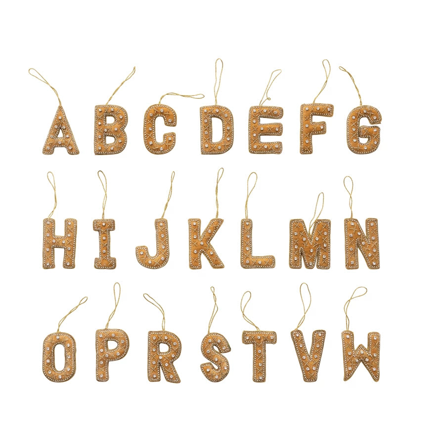 4" Velvet Alphabet Ornament