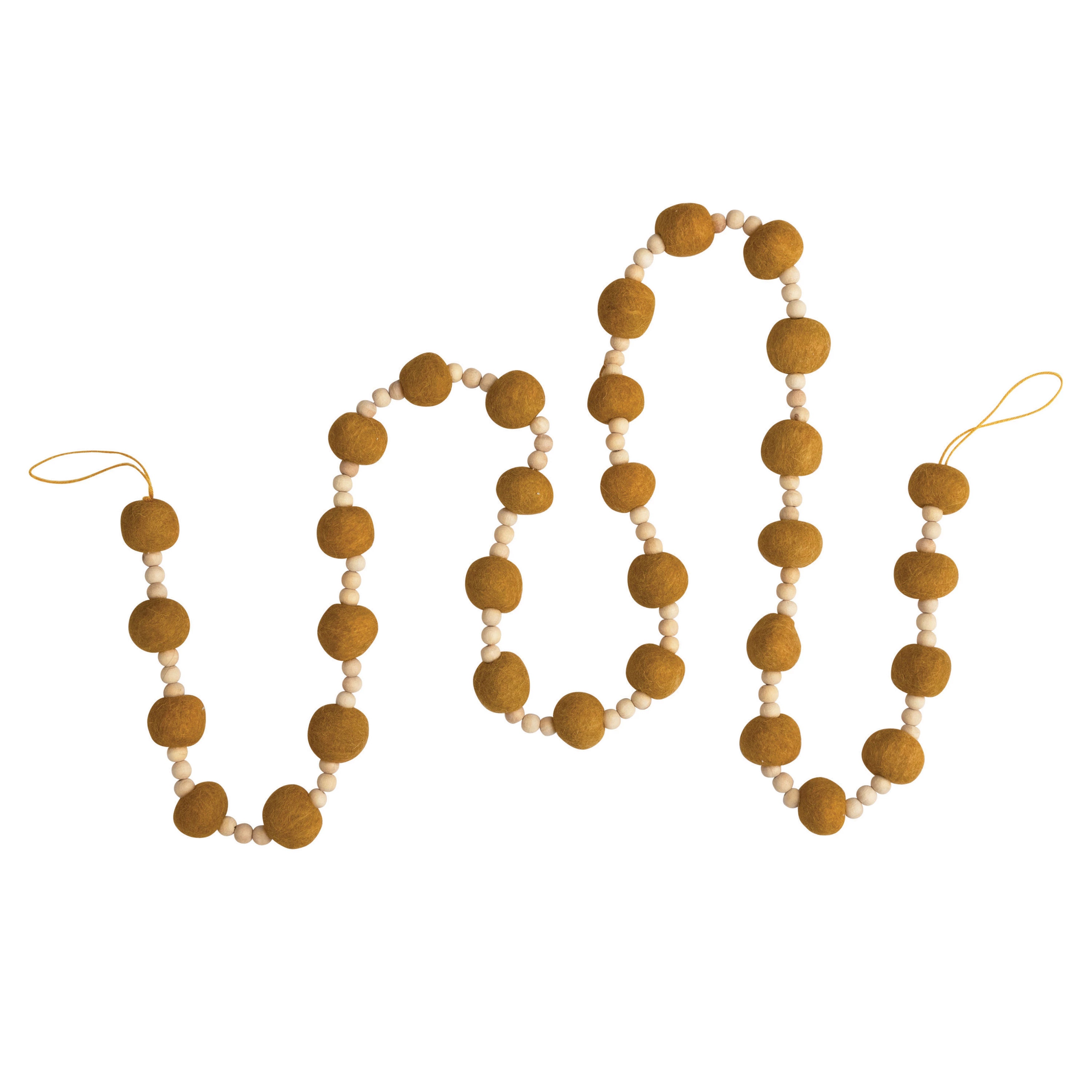 72" Ball Garland w/ Beads - Mustard