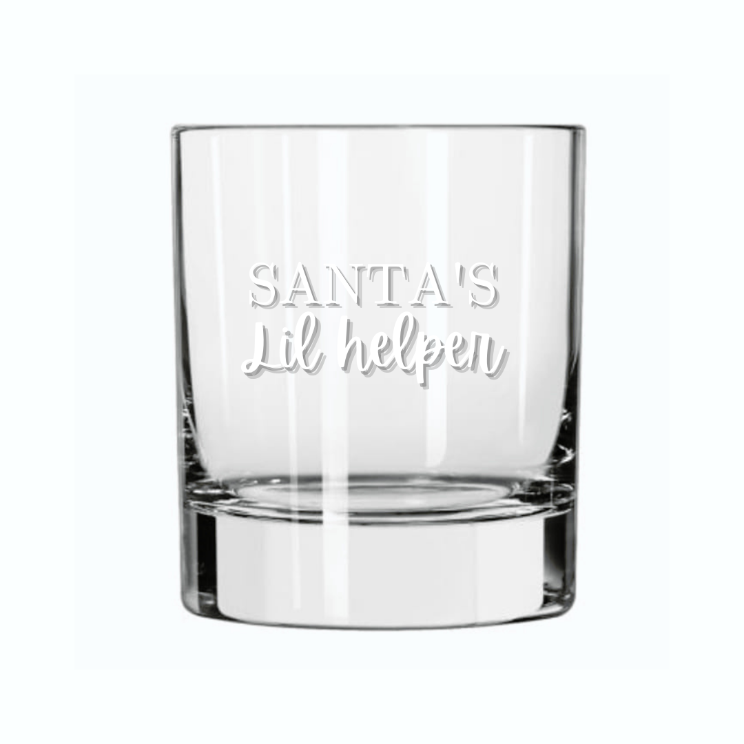 Santa's Lil Helper Rocks Glass