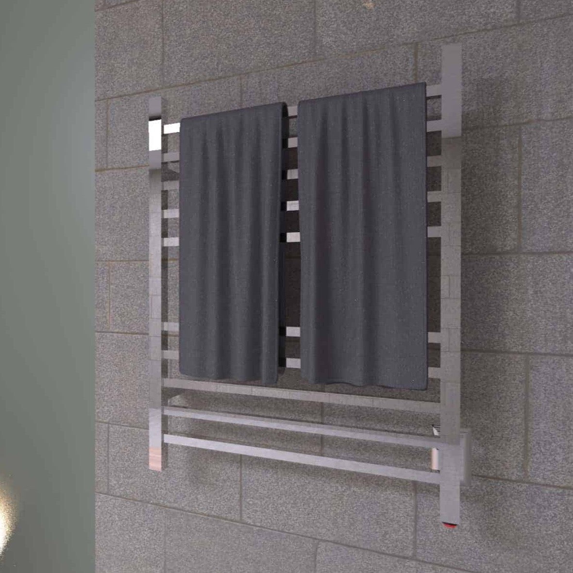 Heated Towel Warmer - Hardwired, Brushed Stainless, Square