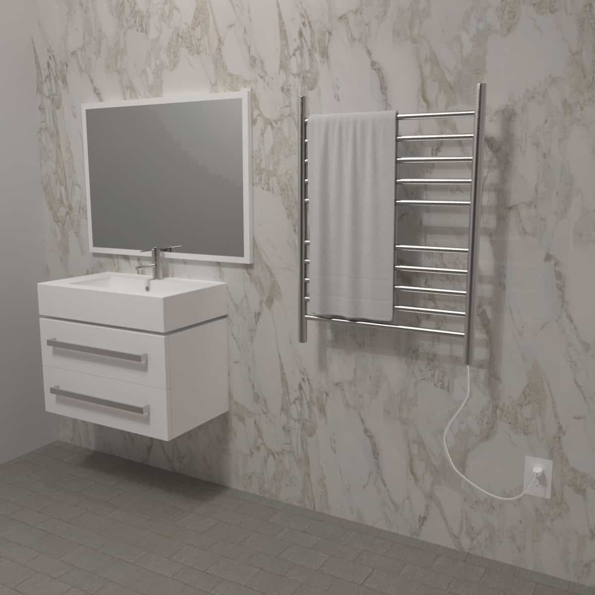 Heated Towel Warmer - Plug-In, Polished Stainless,  Straight