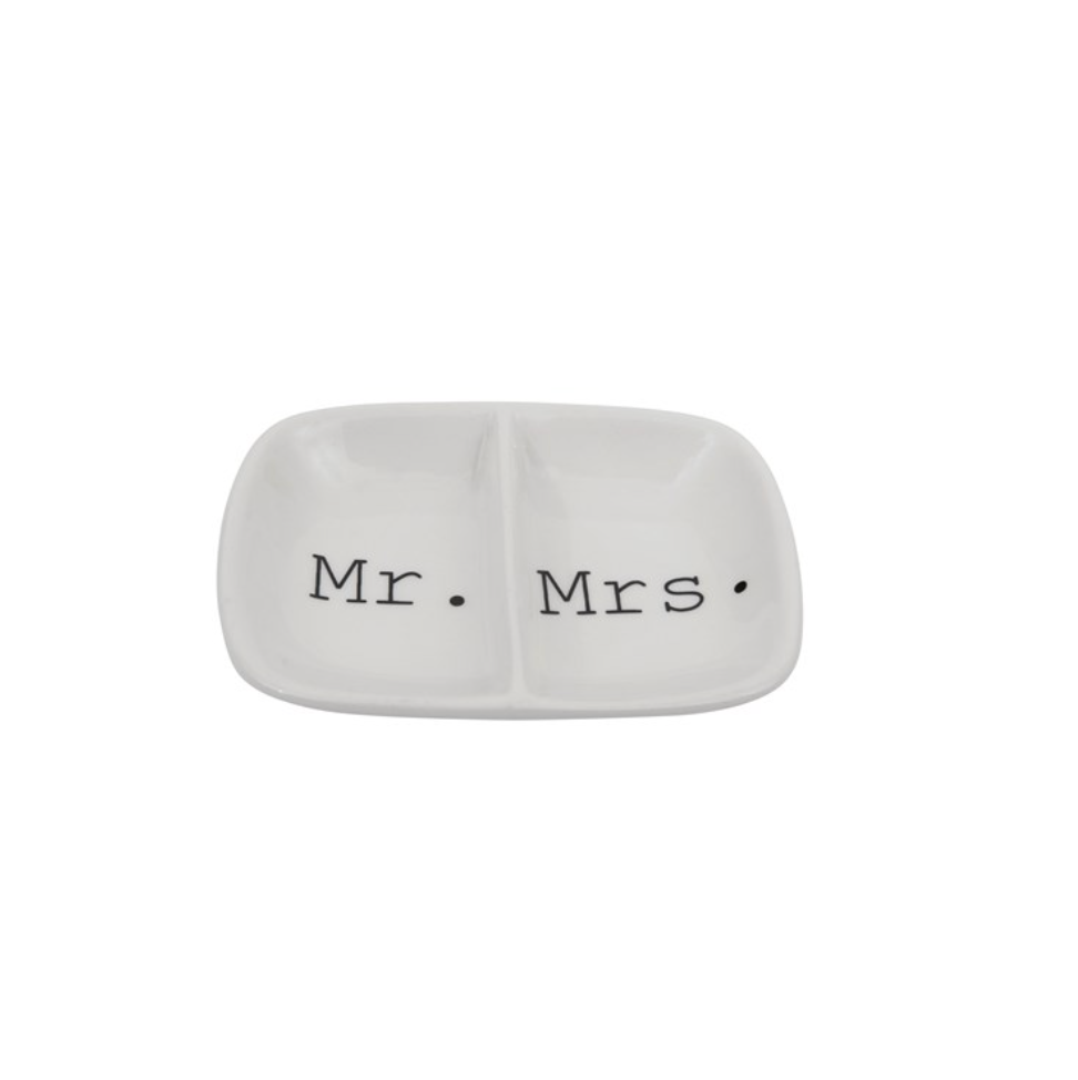 Ceramic 2 Section Ring Dish - Mr&Mrs