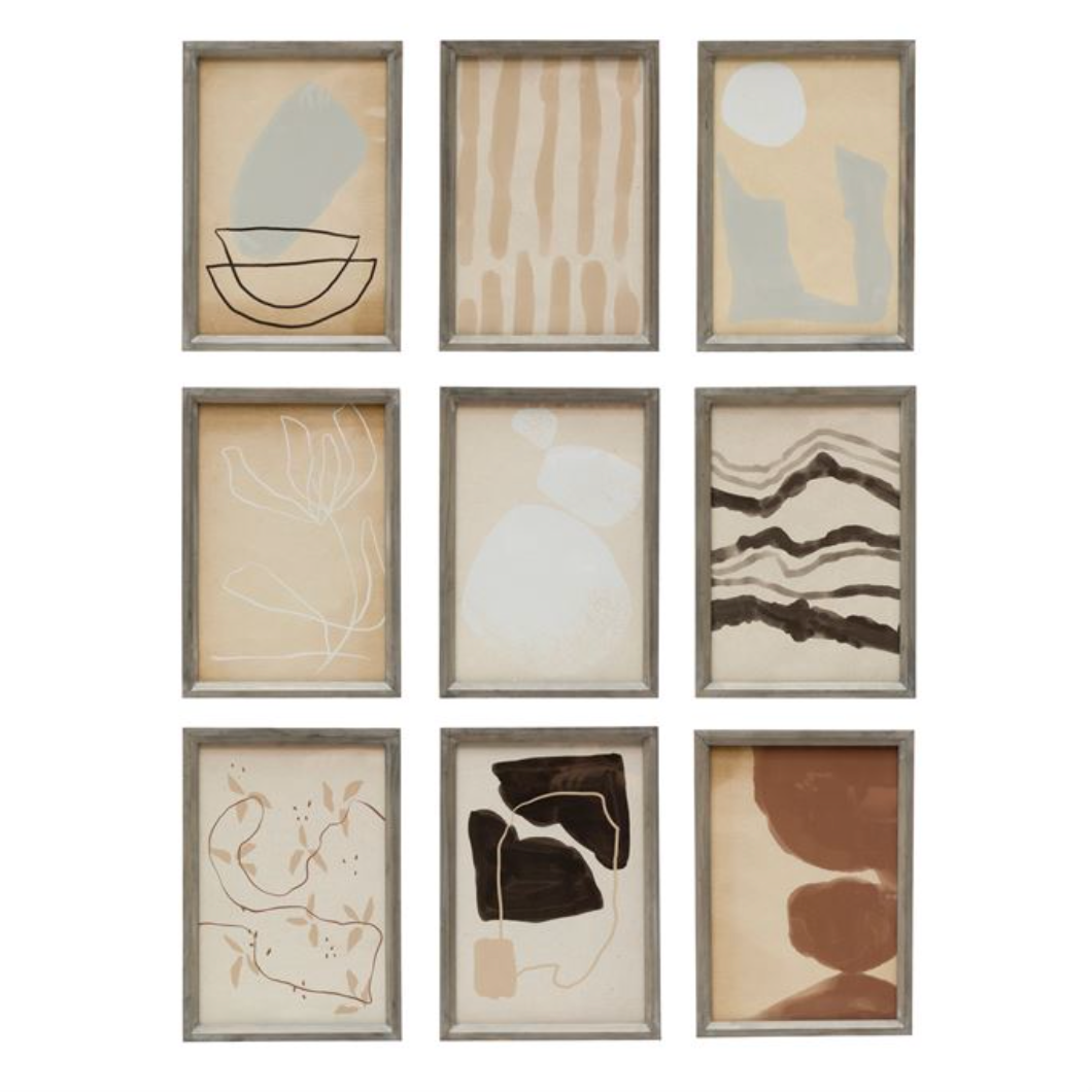 Wood Framed Decor w/ Abstract