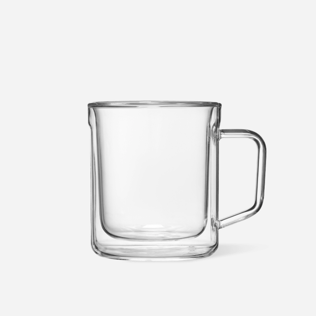 12oz Glass Double Mug - Clear, Set of Two