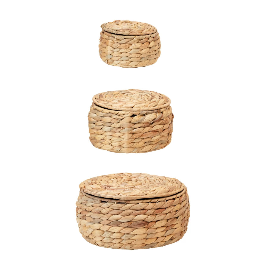 Water Hyacinth Baskets w/ Lids