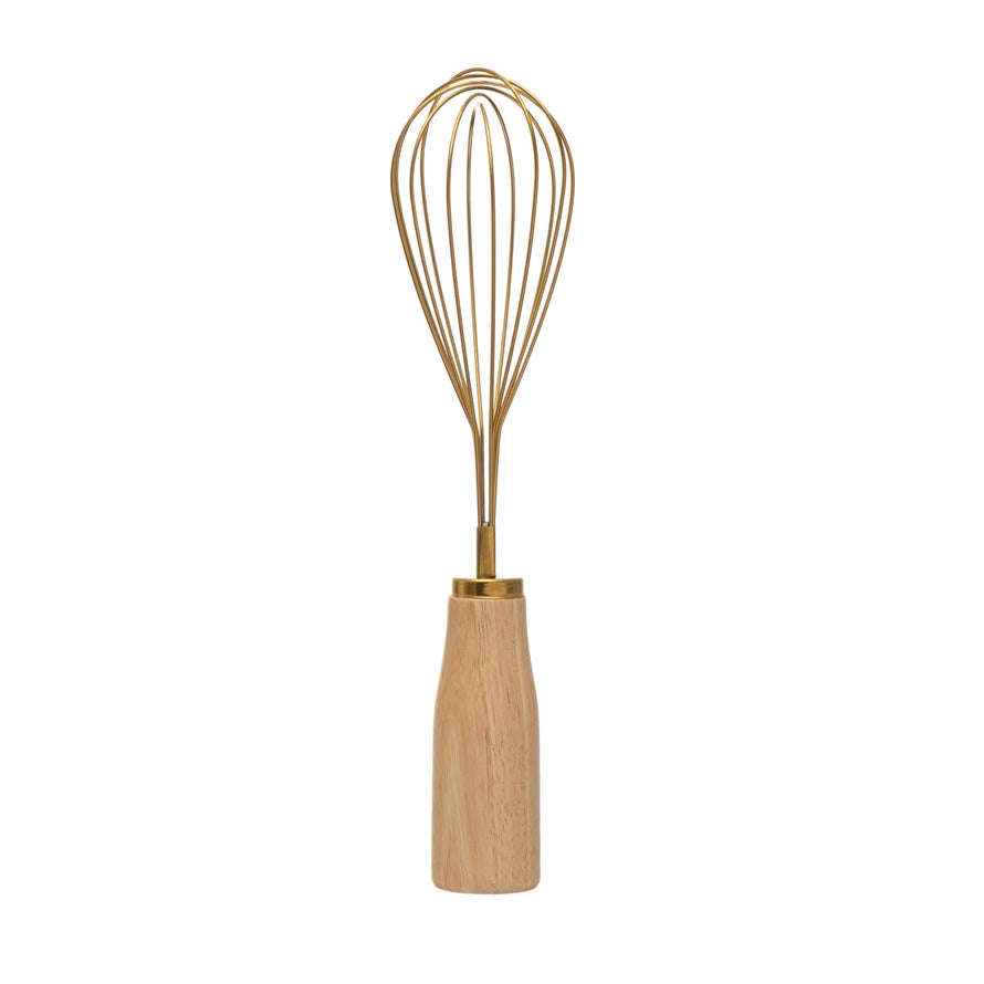 Whisk w/ Wood Handle - Gold