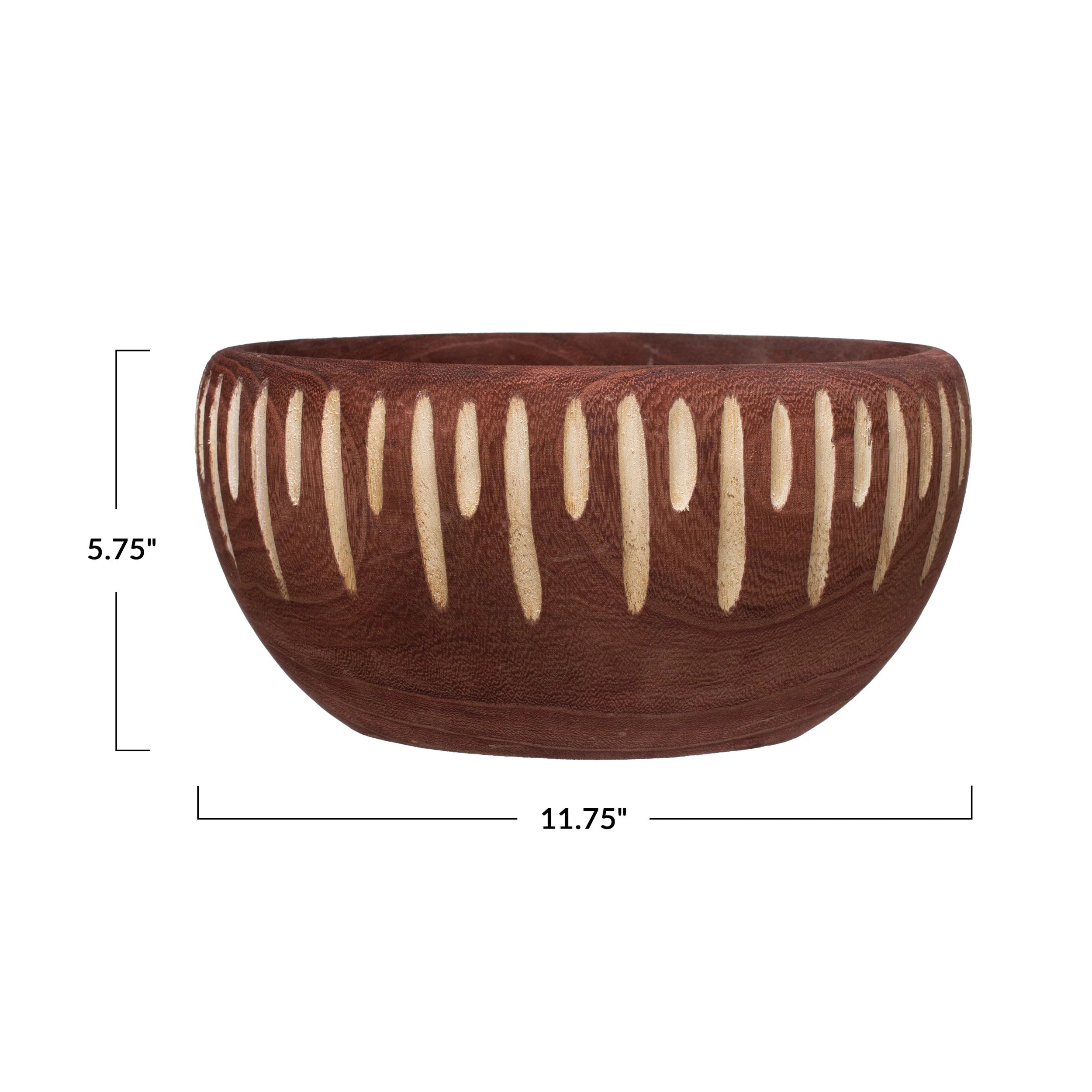 Carved Paulowina Wood Bowl