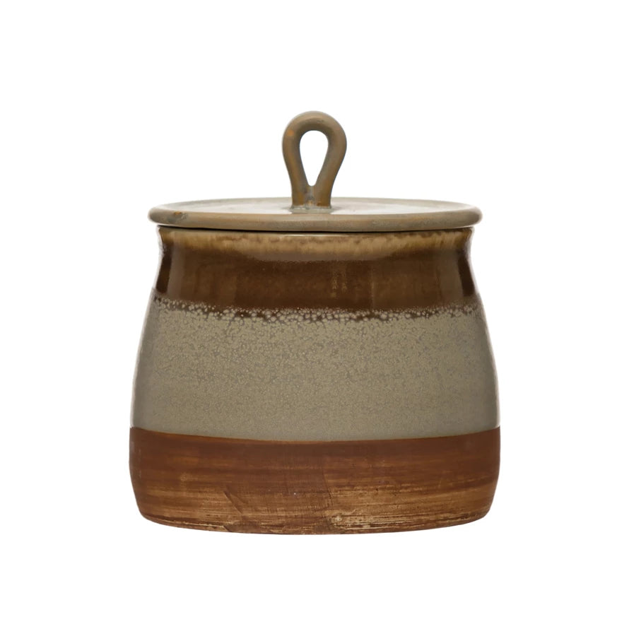 Stoneware Canister - Brown/Tan