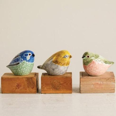 Hand-Painted Stoneware Bird