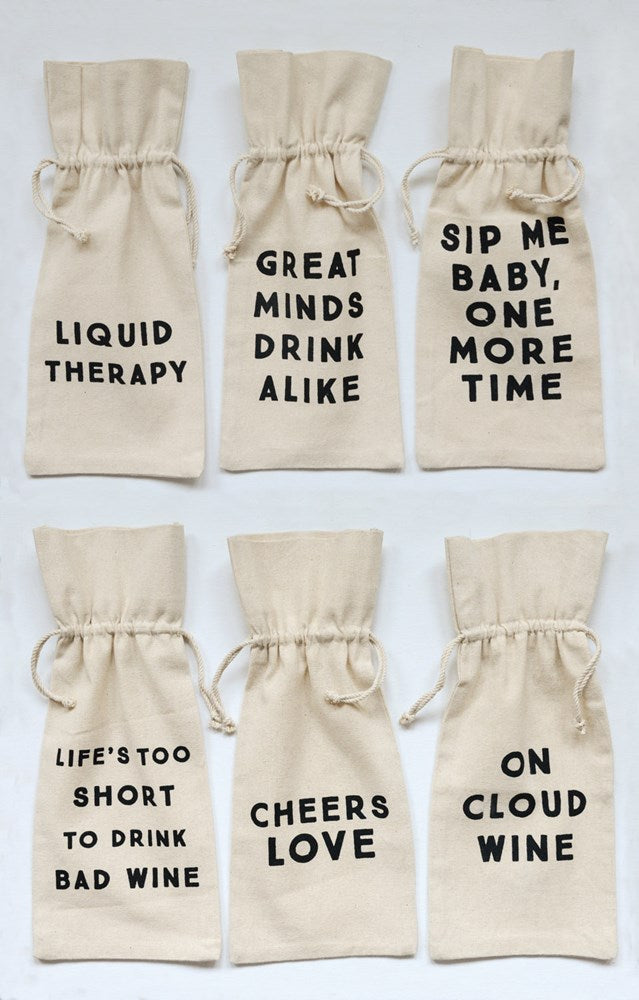 Cotton Wine Bag w/ Sayings