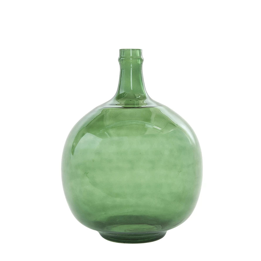 13" Vintage Glass Bottle - Grn