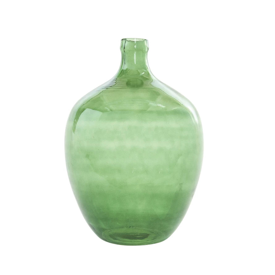 15" Vintage Glass Bottle - Grn