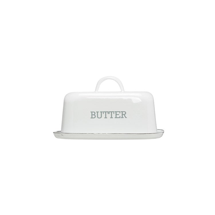 Enameled "Butter" Dish - White
