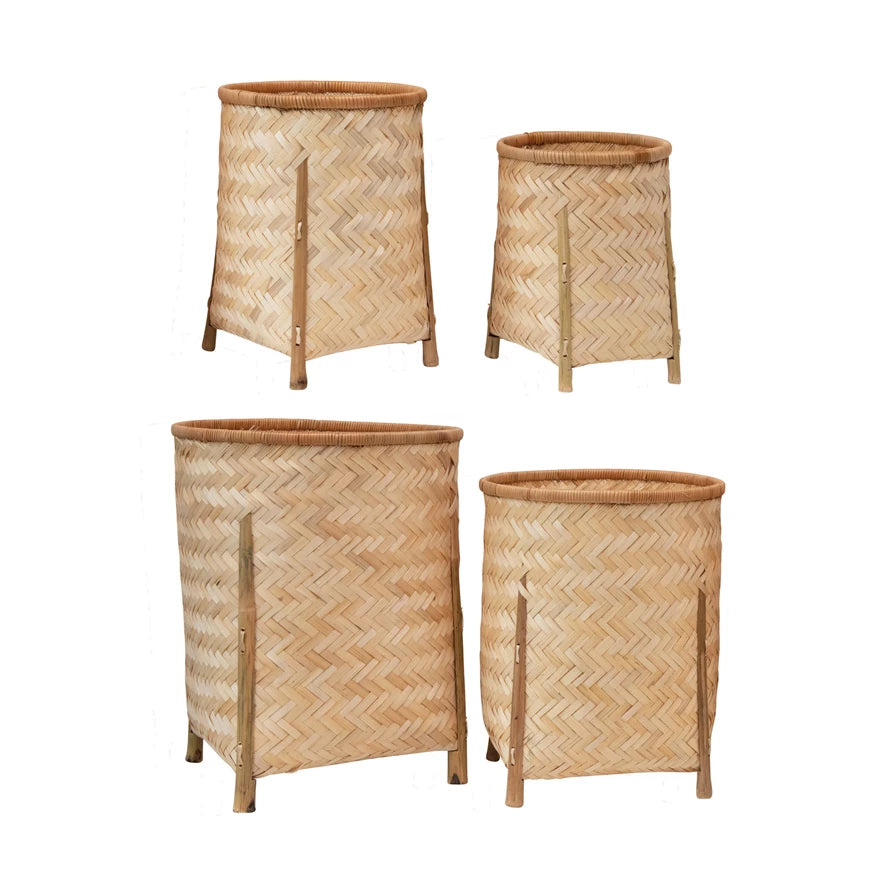 Woven Bamboo Baskets w/ Legs