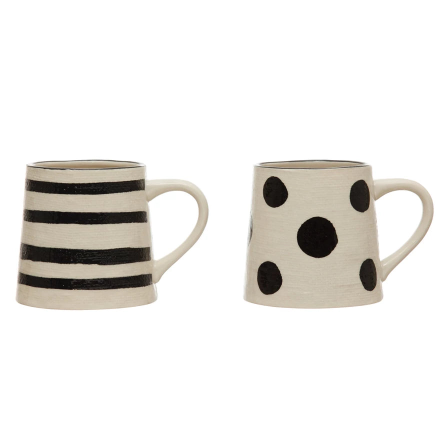 12oz Black & Cream Painted Mug