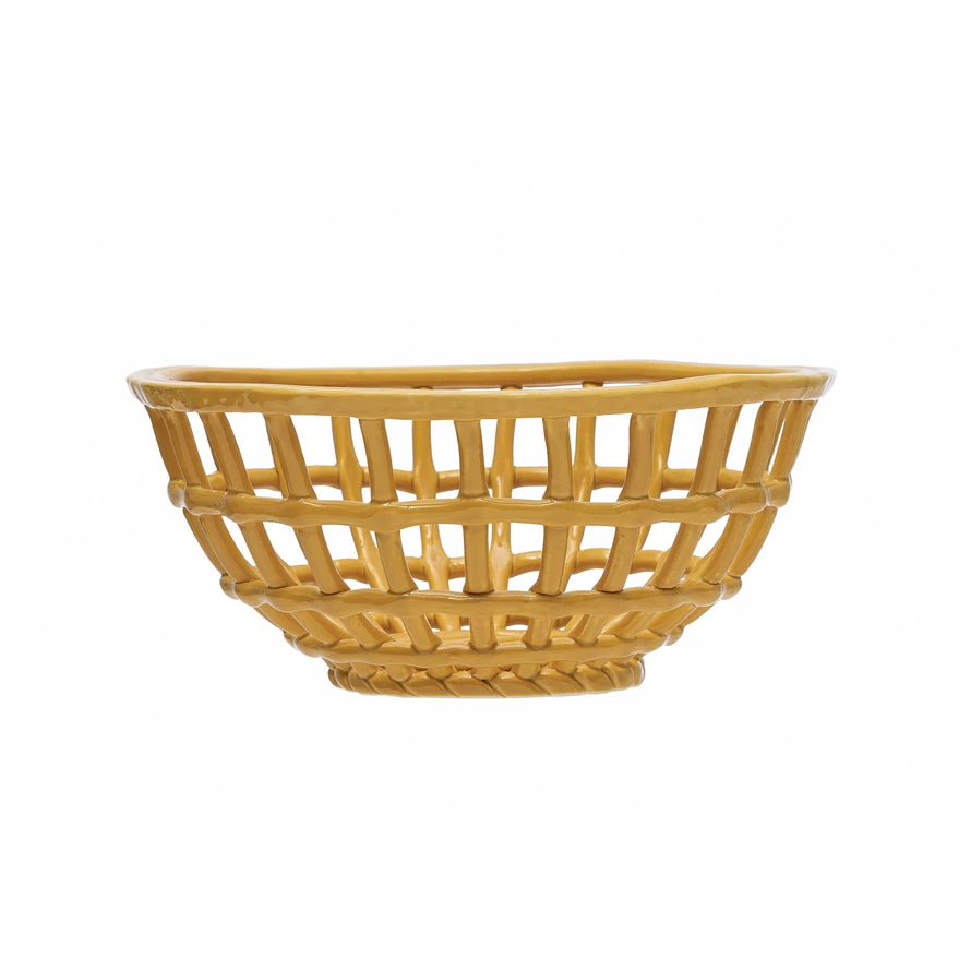 Stoneware Basket Fruit Bowl