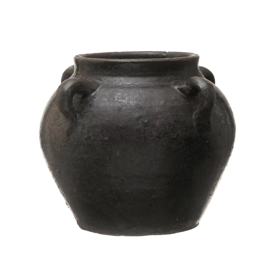6.75" Textured Clay Jar -Brown