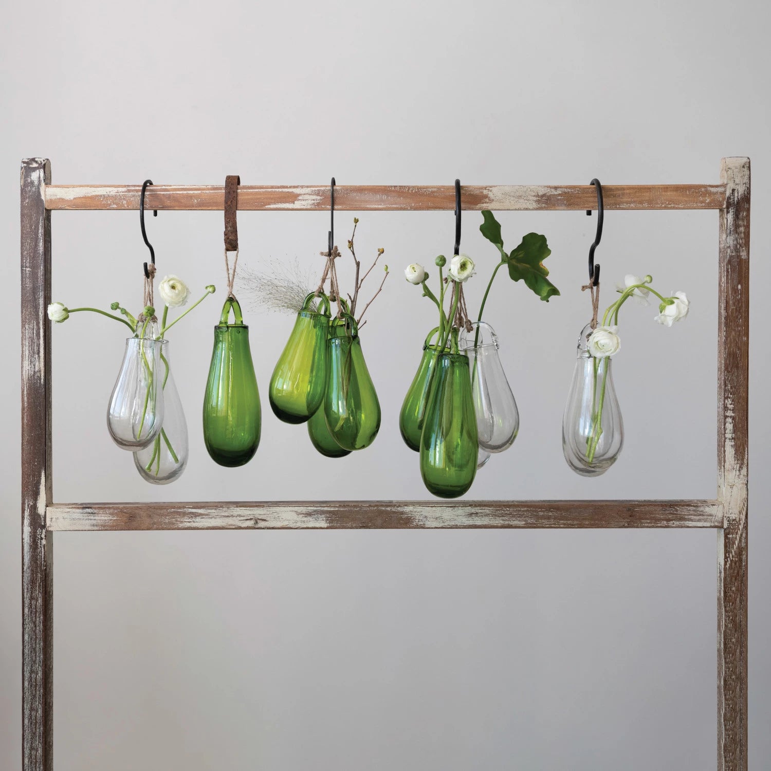 8.25" Hanging Glass Vase - Grn